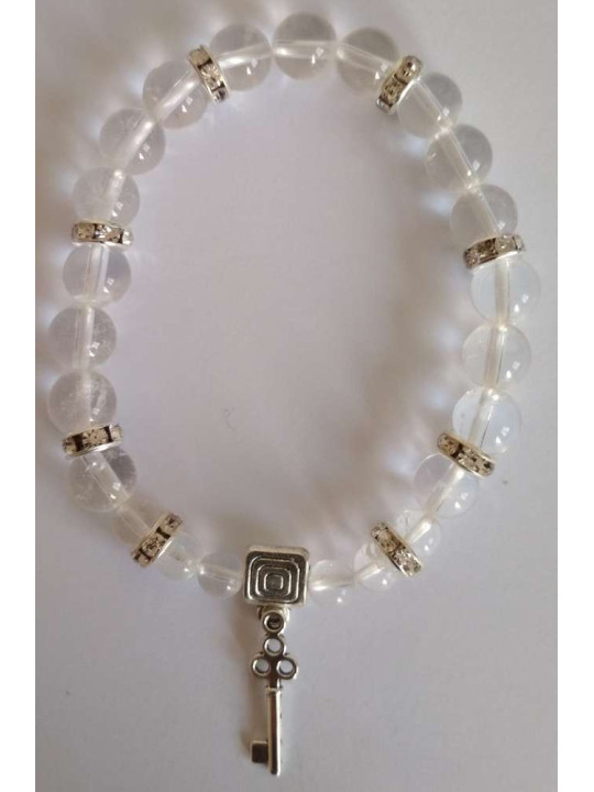 Mineral-Quarz-Kristall-Armband mit Straßenöffner-Schlüssel