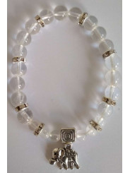 Kristallquarz-Mineral-Armband mit Wohlstandselefant