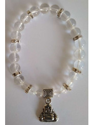 Kristallquarz-Mineralienarmband mit Wunsch-Buddha