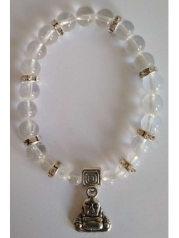 Kristallquarz-Mineralienarmband mit Wunsch-Buddha