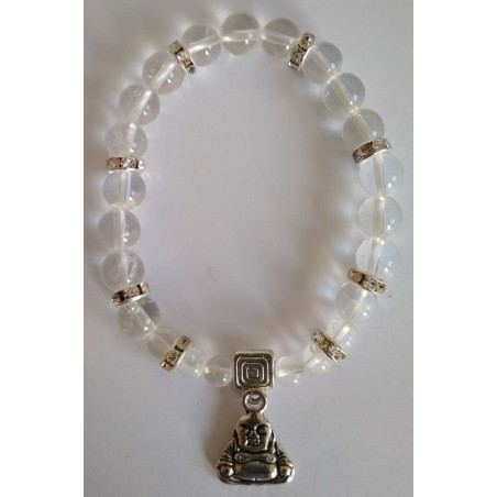 Kristallquarz-Mineralienarmband mit Wunsch-Buddha