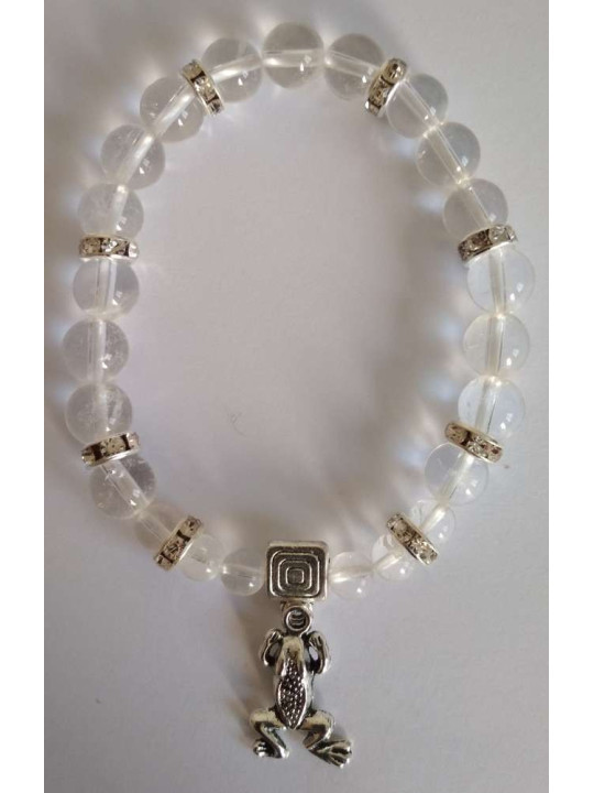 Mineral-Kristallquarz mit Glücksfrosch-Armband
