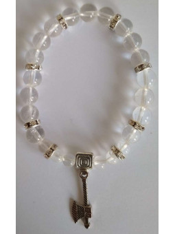 Kristallquarz-Mineral-Armband mit keltischer Axt