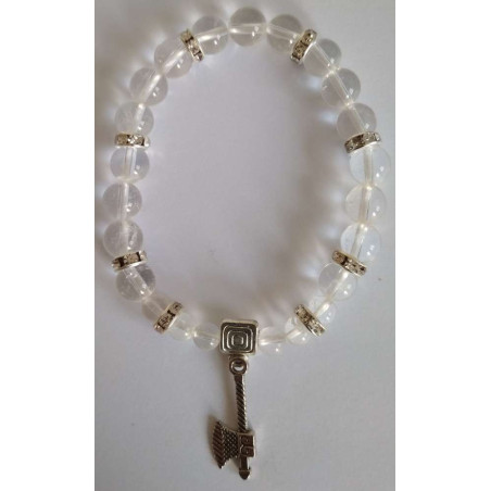 Kristallquarz-Mineral-Armband mit keltischer Axt