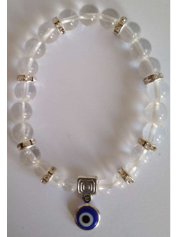 Mineral-Kristallquarz-Armband mit türkischem Auge, gegen Neid