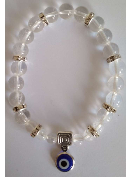 Mineral-Kristallquarz-Armband mit türkischem Auge, gegen Neid