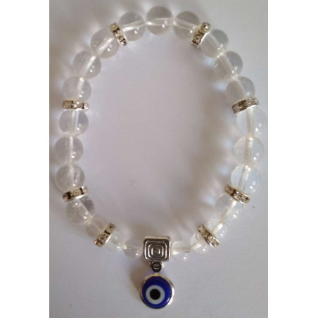Mineral-Kristallquarz-Armband mit türkischem Auge, gegen Neid