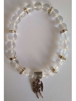 Kristallquarz-Mineral-Armband mit St. Michael, Verteidigung und Schutz