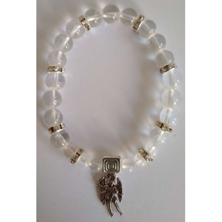 Kristallquarz-Mineral-Armband mit St. Michael, Verteidigung und Schutz