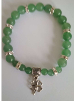 Grüner Quarz-Mineral-Armband mit Glücksklee