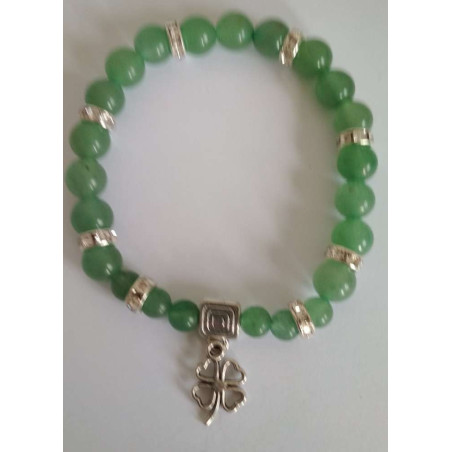 Grüner Quarz-Mineral-Armband mit Glücksklee