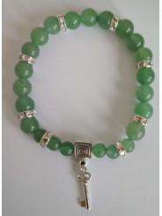 Grünes Quarz-Mineral-Armband mit Straßenöffner-Schlüssel