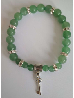 Grünes Quarz-Mineral-Armband mit Straßenöffner-Schlüssel