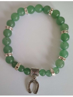 Grünes Quarz-Mineral-Armband mit Glückshufeisen