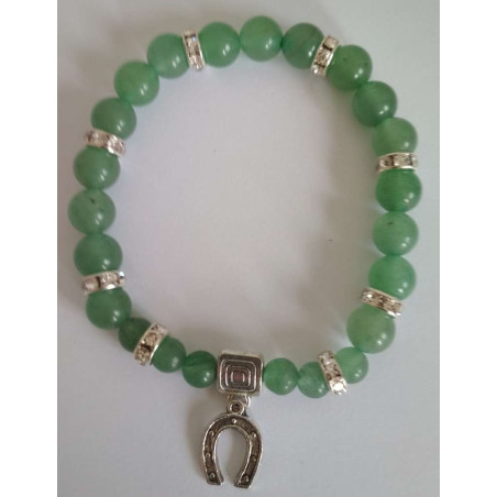 Grünes Quarz-Mineral-Armband mit Glückshufeisen
