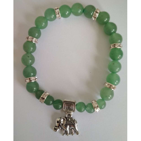 Grüner Quarz mit Wohlstandselefant-Mineralienarmband