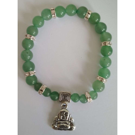 Grünes Quarz-Mineral-Armband mit Wunsch-Buddha