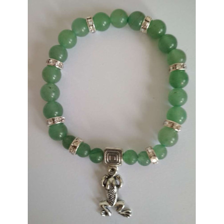 Grünes Quarz-Mineral-Armband mit Glücksfrosch