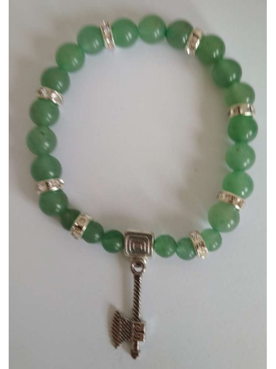 Grünes Quarz-Mineral-Armband mit keltischer Axt