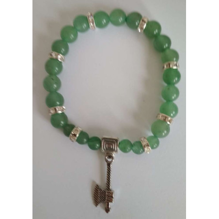 Grünes Quarz-Mineral-Armband mit keltischer Axt