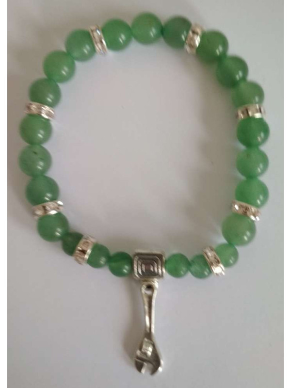 Grünes Quarz-Mineral-Armband mit Schlüssel zum Werk