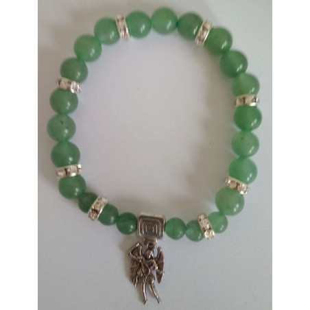 Grüner Quarz-Mineral-Armband mit Sankt Michael, Verteidigung und Schutz