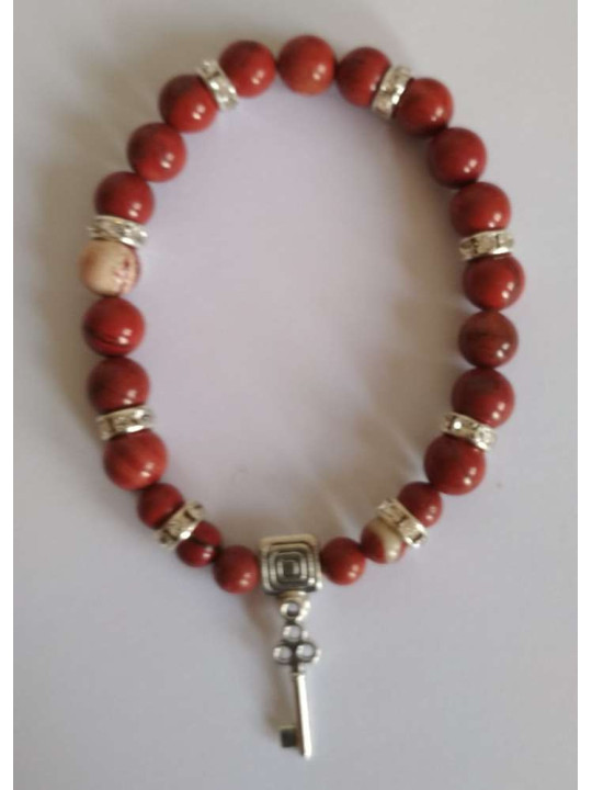 Rotes Jaspis-Mineral-Armband mit Schlüssel Öffnet Wege