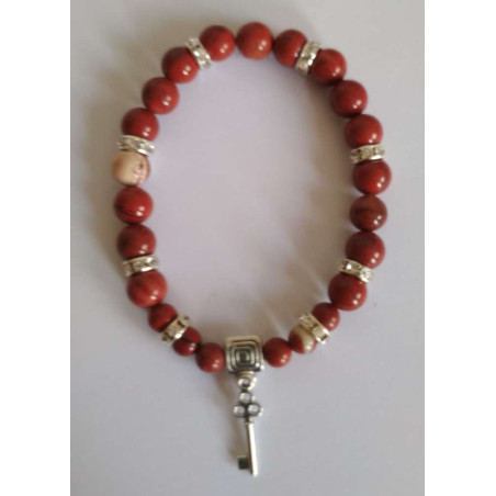 Rotes Jaspis-Mineral-Armband mit Schlüssel Öffnet Wege