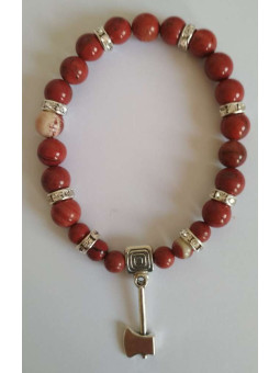 Rotes Jaspis-Mineral-Armband mit Axt lockt Kunden an