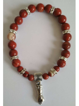Rotes Jaspis-Mineral-Armband mit Figa-Faust, Verteidigung und Schutz