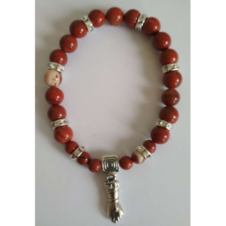Rotes Jaspis-Mineral-Armband mit Figa-Faust, Verteidigung und Schutz
