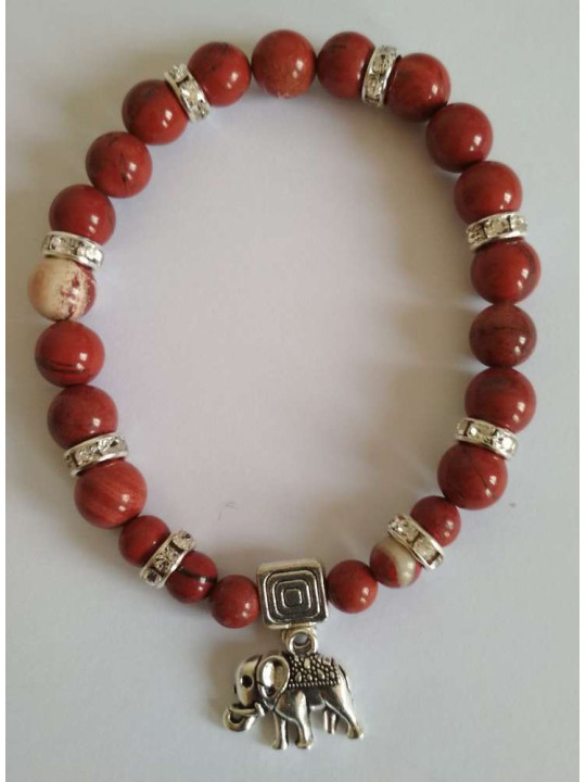 Rotes Jaspis-Mineral-Armband mit Wohlstandselefant