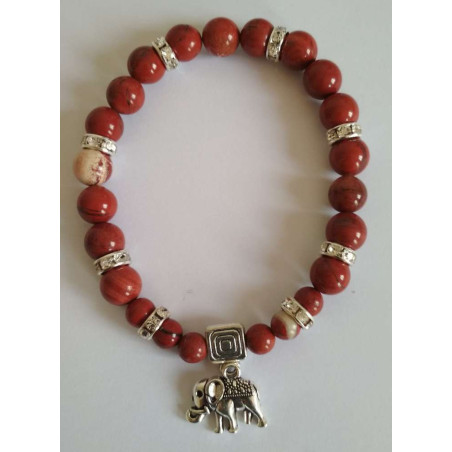 Rotes Jaspis-Mineral-Armband mit Wohlstandselefant