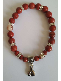 Rotes Jaspis-Mineralienarmband mit Geldtasche