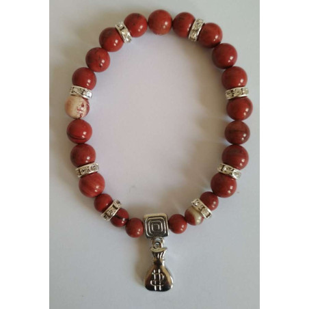 Rotes Jaspis-Mineralienarmband mit Geldtasche