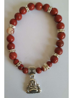 Rotes Jaspis-Mineral-Armband mit Wunsch-Buddha
