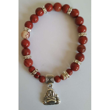 Rotes Jaspis-Mineral-Armband mit Wunsch-Buddha