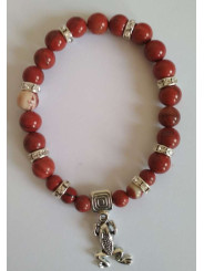 Rotes Jaspis-Mineral-Armband mit Glücksfrosch