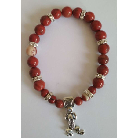 Rotes Jaspis-Mineral-Armband mit Glücksfrosch