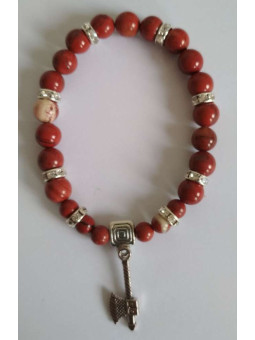 Rotes Jaspis-Mineral-Armband mit keltischer Axt