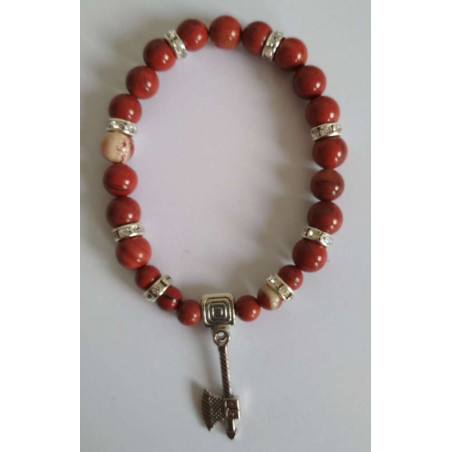 Rotes Jaspis-Mineral-Armband mit keltischer Axt