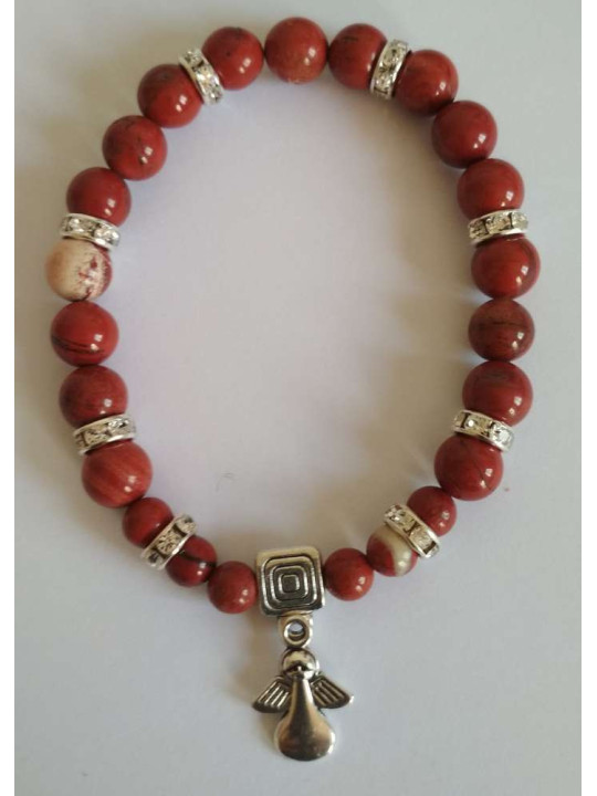 Rotes Jaspis-Mineral-Armband mit Engel