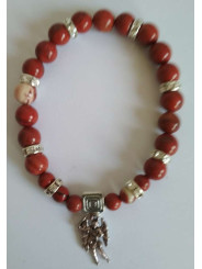 Rotes Jaspis-Mineral-Armband mit Sankt Michael, Verteidigung und Schutz