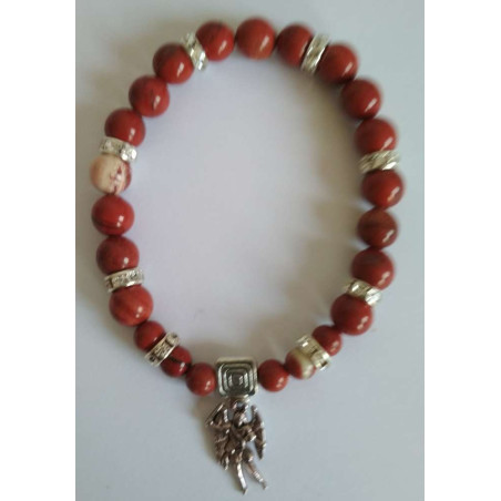 Rotes Jaspis-Mineral-Armband mit Sankt Michael, Verteidigung und Schutz