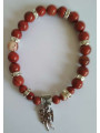 Rotes Jaspis-Mineral-Armband mit Sankt Michael, Verteidigung und Schutz
