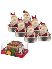 Set mit 6 Weihnachtsmann-Teelichtern