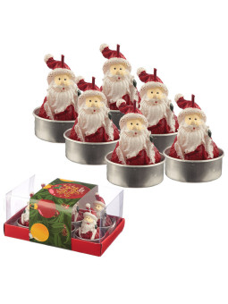 Set mit 6 Weihnachtsmann-Teelichtern
