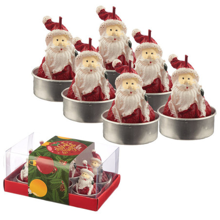 Set mit 6 Weihnachtsmann-Teelichtern