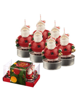 6er-Set Weihnachtsmann-Teelichter mit Glöckchen