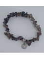 Rauchquarz-Chip-Armband mit St. Benedikt-Medaille, Schutz